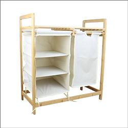 Foto van Orange85 wasmand bamboo - badkamer organizer - hout - 77x69,5x38cm