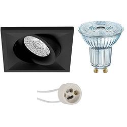 Foto van Led spot set - osram parathom par16 940 36d - pragmi qiundo pro - gu10 fitting - dimbaar - inbouw vierkant - mat zwart -