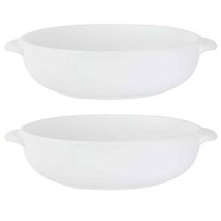 Foto van 2x witte salade serveerschalen van porselein 19,5 cm rond - serveerschalen