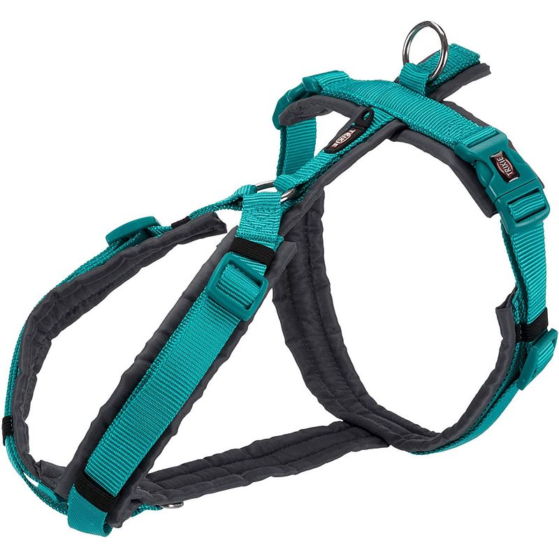 Foto van Trixie hondentuigje premium trekking 44-53 cm nylon aqua