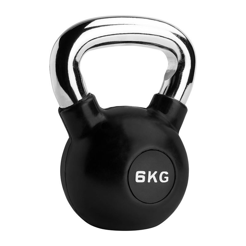 Foto van Ryzor kettlebell - 6 kg - rubber - zwart