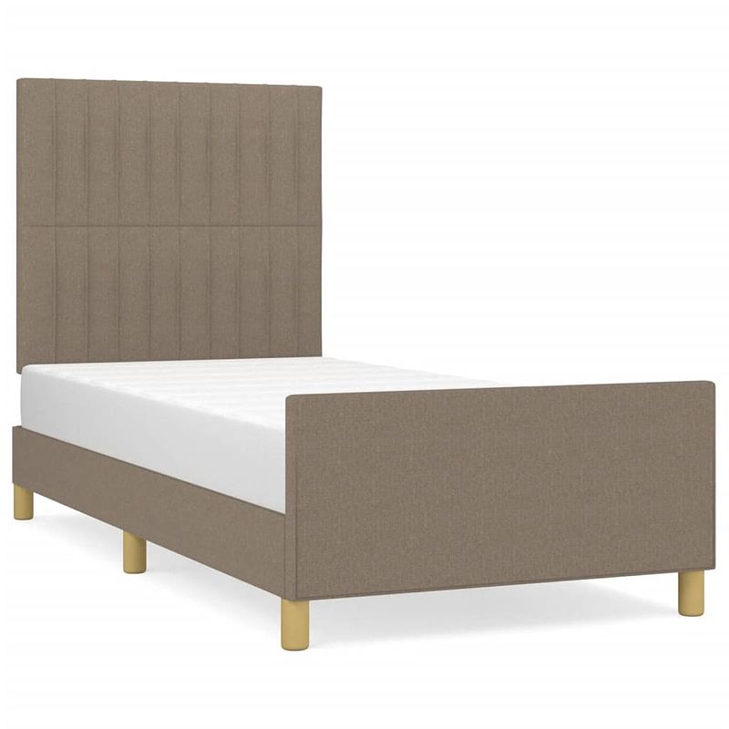 Foto van Vidaxl bedframe met hoofdeinde stof taupe 90x200 cm