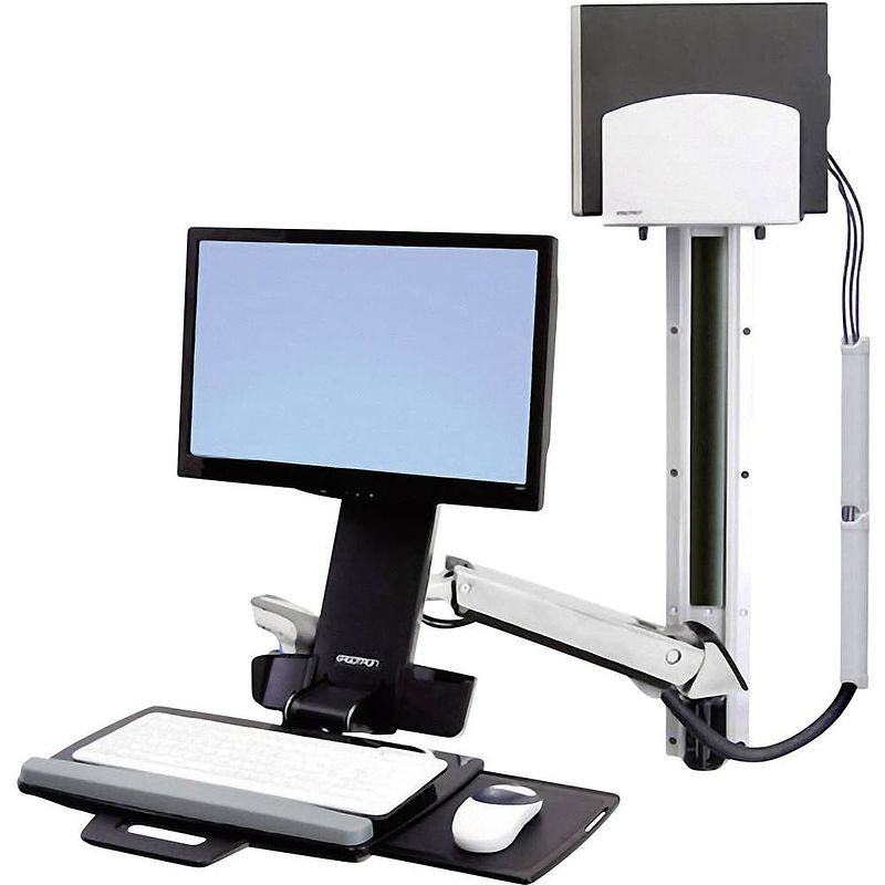 Foto van Ergotron styleview sit-stand combo system monitor-wandbeugel 1-voudig 25,4 cm (10) - 61,0 cm (24) in hoogte verstelbaar, toetsenbordhouder, kantelbaar,