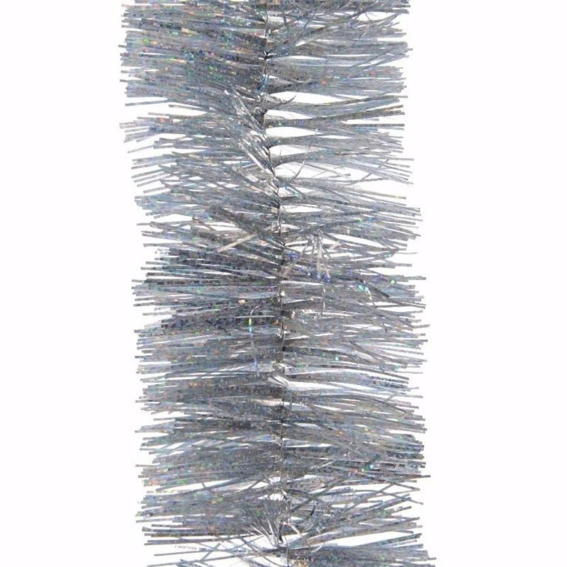 Foto van Elegant christmas kerstboom decoratie glitter slinger zilver 270 cm - kerstslingers