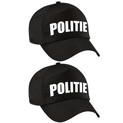 Foto van 2x stuks verkleed politie agent pet / cap zwart voor jongens en meisjes - verkleedhoofddeksels