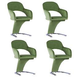 Foto van Vidaxl eetkamerstoelen 4 st fluweel groen