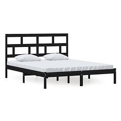 Foto van The living store bedframe - grenenhout - 205.5 x 166 x 100 cm - zwart