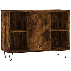 Foto van The living store badkaast - naam - kast - 80 x 33 x 60 cm - gerookt eiken