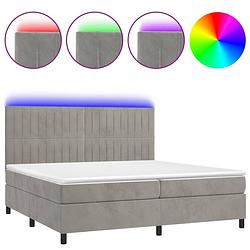 Foto van The living store boxspring bed - led - fluweel - verstelbaar hoofdbord - pocketvering - huidvriendelijk topmatras