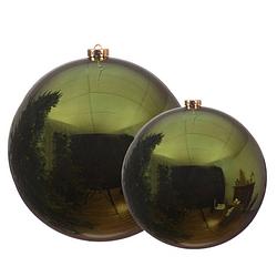 Foto van Grote kerstballen 2x stuks donkergroen 14 en 20 cm kunststof - kerstbal