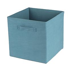 Foto van Urban living opbergmand/kastmand square box - karton/kunststof - 29 liter - ijsblauw - 31 x 31 x 31 cm - opbergmanden