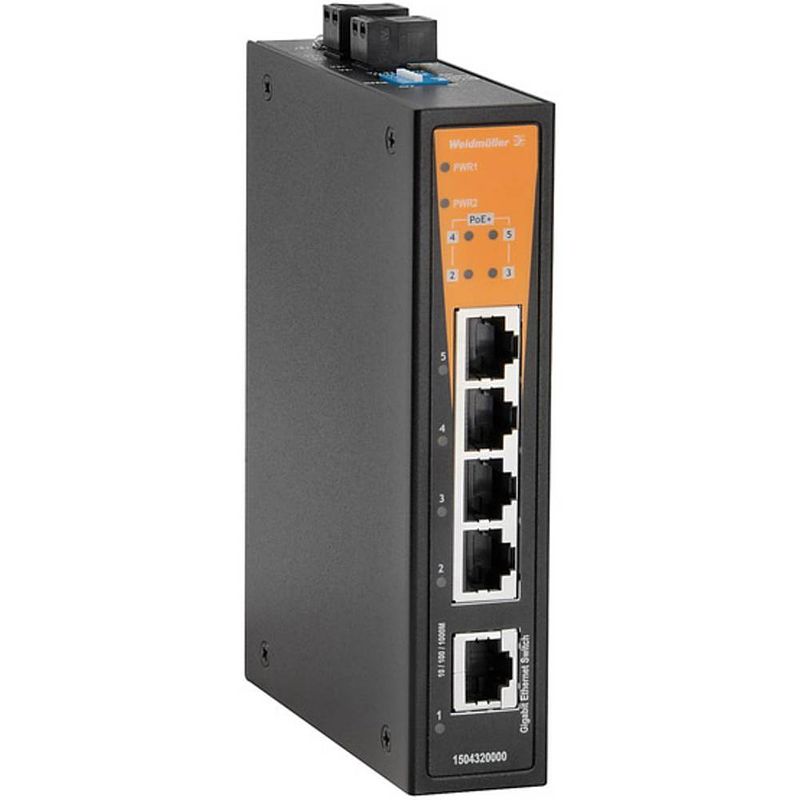 Foto van Weidmüller ie-sw-bl05-1gt-4gtpoe industrial ethernet switch 10 / 100 / 1000 mbit/s poe-functie