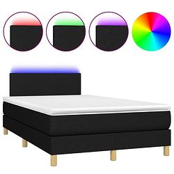 Foto van The living store boxspring bed - zwart - 203 x 120 x 78/88 cm - verstelbaar hoofdbord - kleurrijke led-verlichting -