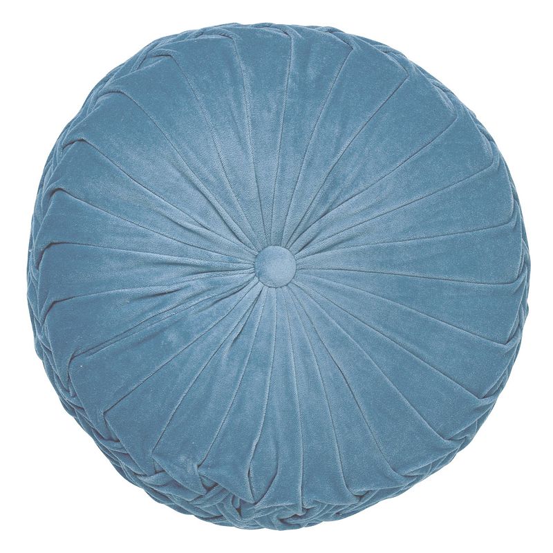 Foto van Dutch decor kaja - sierkussen rond velvet provincial blue 40 cm - blauw - blauw