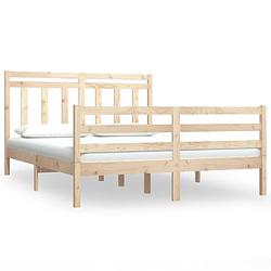 Foto van The living store bedframe grenenhout - houten 4ft6 double bed - 135x190 cm - onbehandeld