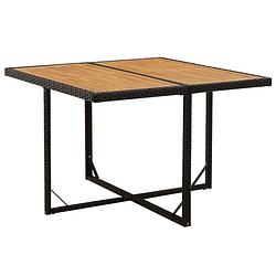 Foto van Vidaxl tuintafel 109x107x74 cm poly rattan en massief acaciahout zwart