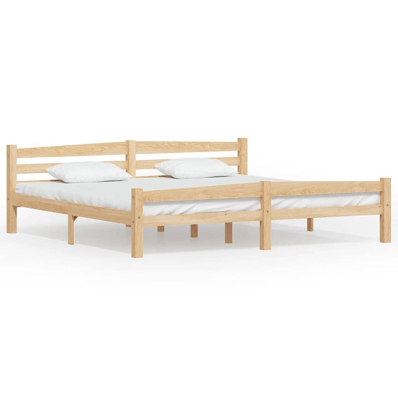 Foto van The living store bedframe - massief grenenhout - 206 x 206 x 66 cm - geschikt voor 200 x 200 cm matras - montage