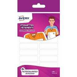 Foto van Avery family kledingetiketten, ft 4,5 x 1,3 cm, wit, ophangbare etui met 36 etiketten