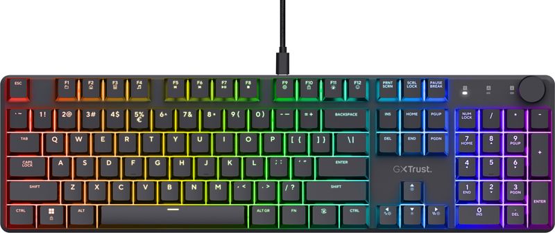 Foto van Trust gxt 866 torix mechanisch gaming toetsenbord qwerty zwart