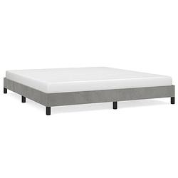 Foto van The living store bedframe fluweel lichtgrijs - 203 x 183 x 25 cm - ondersteunende poten - multiplex lattenbodem