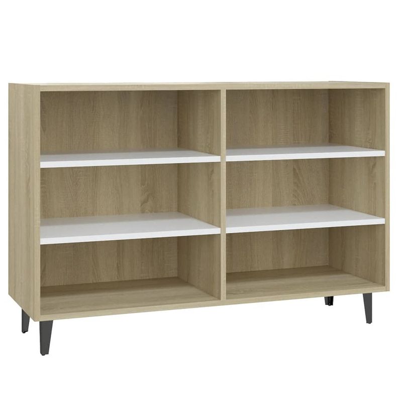 Foto van Vidaxl dressoir 103,5x35x70 cm spaanplaat wit en sonoma eikenkleurig