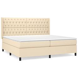 Foto van The living store boxspringbed - crème - 203 x 203 x 118/128 cm - pocketvering matras - middelharde ondersteuning -