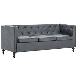 Foto van The living store chesterfield driezitsbank - grijs - 176 x 68 x 70 cm - houten frame - optimaal zitcomfort