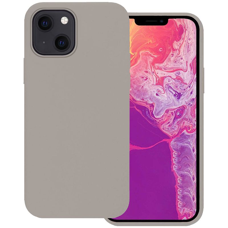 Foto van Basey iphone 13 mini hoesje silicone case - iphone 13 mini case grijs siliconen hoes - iphone 13 mini hoes cover - grijs