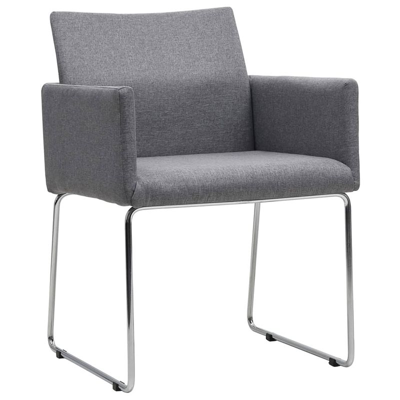 Foto van The living store eetkamerstoelen - set van 6 - lichtgrijs - 55x62x79 cm - polyester stof