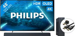 Foto van Philips 48oled707 - ambilight (2022) + soundbar + hdmi kabel