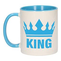 Foto van Cadeau king mok/ beker blauw wit 300 ml - feest mokken