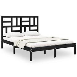 Foto van Vidaxl bedframe massief hout zwart 120x190 cm 4ft small double