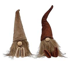 Foto van Kerst gnome kerst gnoom corduroy 22 x 6 cm - bruin - 2 stuks