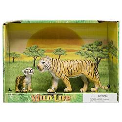 Foto van Plastic safari/wilde dieren tijger met welp - speelfigurenset