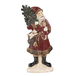 Foto van Clayre & eef beeld kerstman 9x4x23 cm rood polyresin kerstdecoratie rood kerstdecoratie