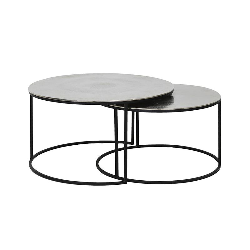 Foto van Light & living - salontafel thizas set van 2 - 75x75x41cm - zilver