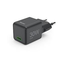 Foto van Hama fast charger usb-c pd/qc/gan super-mini charger 30 w oplader zwart