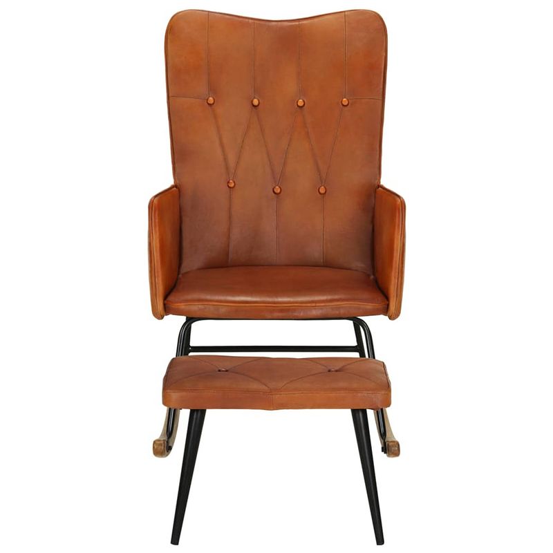 Foto van The living store schommelstoel tan - gestoffeerd - leder - 56x74x93 cm - comfortabel