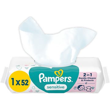 Foto van 2+1 gratis | pampers sensitive babydoekjes 1 verpakkingen = 52 doekjes aanbieding bij jumbo