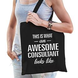 Foto van Awesome / geweldige consultant cadeau tas zwart voor dames en heren - feest boodschappentassen