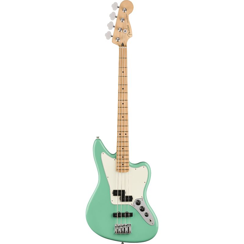 Foto van Fender player jaguar bass mn seafoam green elektrische basgitaar