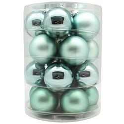 Foto van Tube met 20 mintgroene kerstballen van glas 6 cm glans en mat - kerstbal