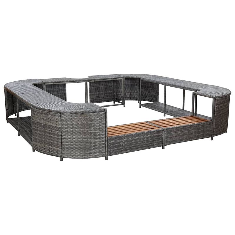 Foto van Vidaxl spa-ombouw vierkant 268x268x55 cm poly rattan grijs