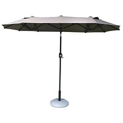 Foto van Sunnydays - dubbele parasol inclusief parasolvoet voor veel schaduw - 300x150cm - hoogte 217cm - antraciet