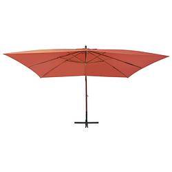 Foto van The living store hangende houten parasol - tuinparasol 400x300x285 cm - terracotta