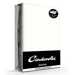 Foto van Cinderella satijn topper hoeslaken - 100% katoen-satijn - 1-persoons (80x200 cm) - ivory