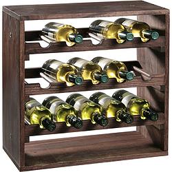 Foto van 1x houten wijnflesrek/wijnrekken staand voor 15 flessen 25 x 50 x 50 cm - wijnrekken