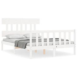 Foto van The living store bed massief grenenhout - bedframe - 205.5 x 145.5 x 81 cm - wit