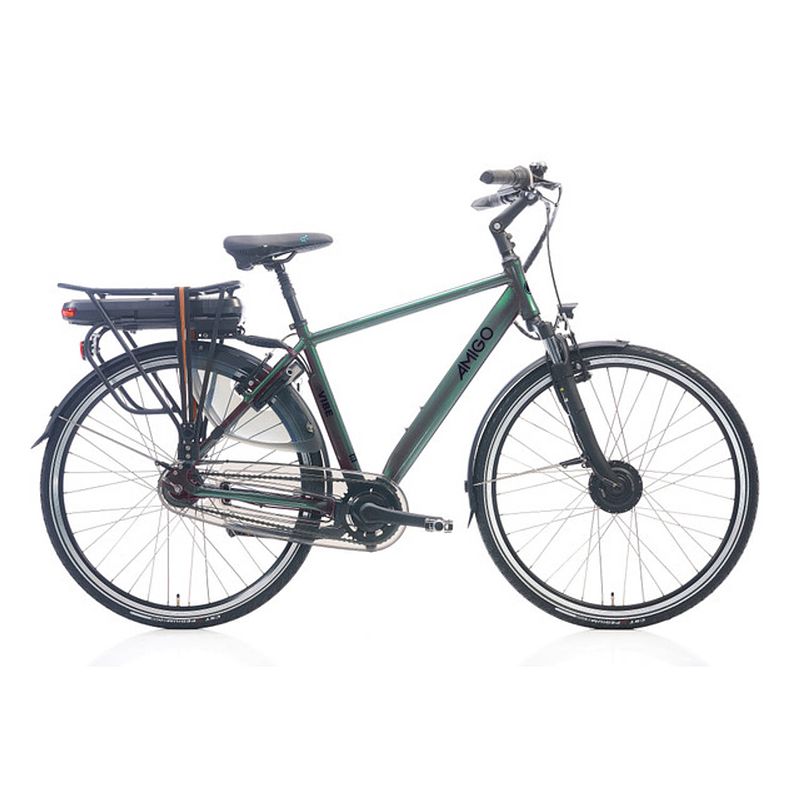 Foto van Amigo elektrische stadsfiets e-vibe s2+ 28 inch 54 cm heren 7v v-brakes donkergroen