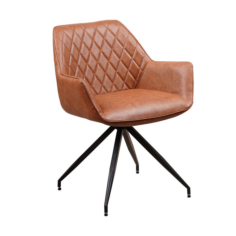 Foto van Set van 2 eetkamerstoelen industrieel gian cognac